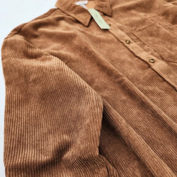 NEW Size Large Women’s Corduroy Shacket Jacket Shirt Button up Down L Amber Brow - Picture 5 of 12